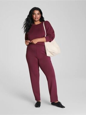 SPANX Air Essentials Slim Straight Pant in Plum Berry Large Tall 21793T